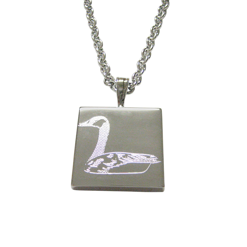 Etched Sitting Goose Bird Pendant Necklace